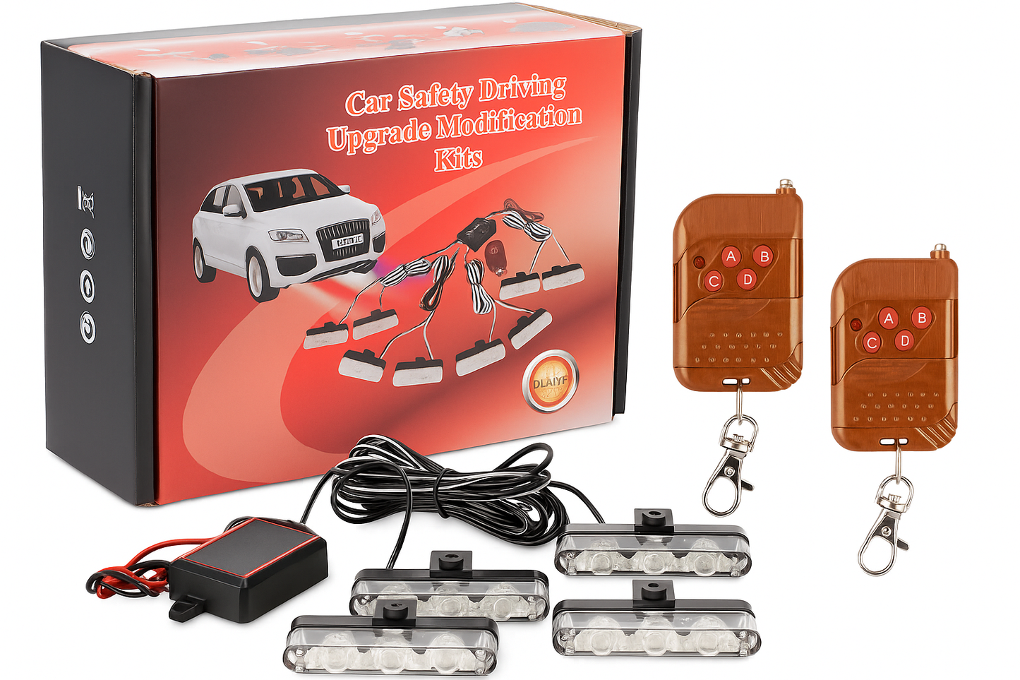 Premium 2-in-1 Grill Flashers With Remote | POLICE & WHITE Both
