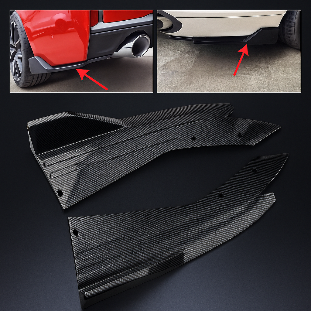 Universal Back Canards – 2 Pcs Glossy Black | Durable ABS Plastic