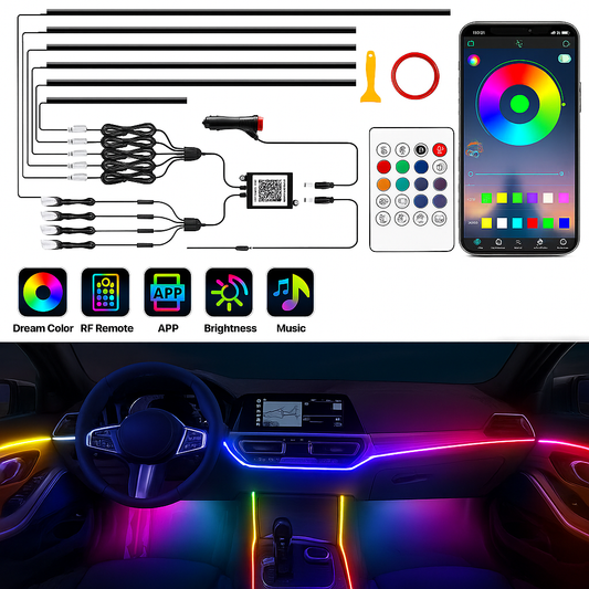 10PCS APP-Controlled Ambient Lights – 10-in-1 Dynamic RGB Kit