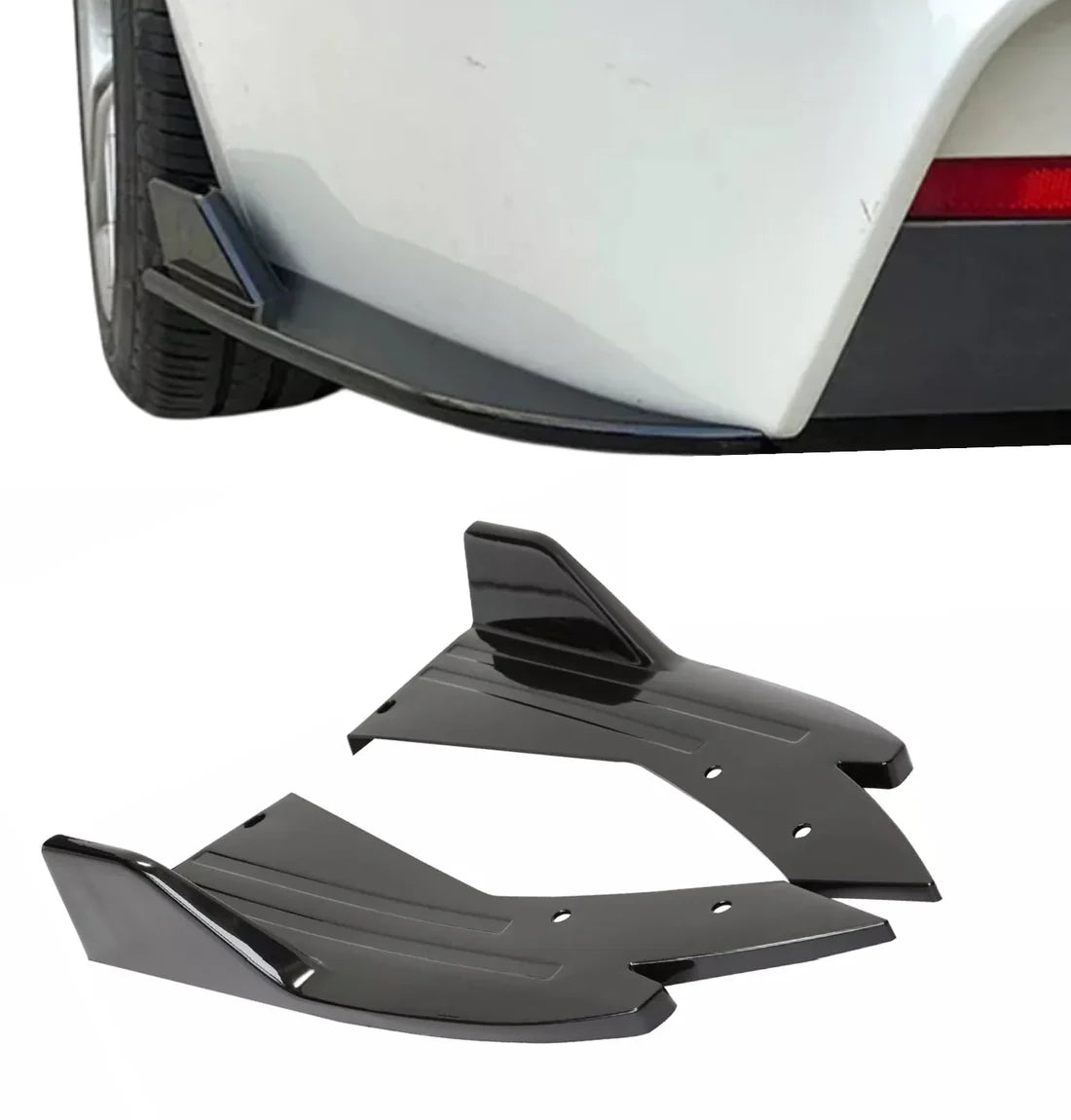 Universal Back Canards – 2 Pcs Glossy Black | Durable ABS Plastic