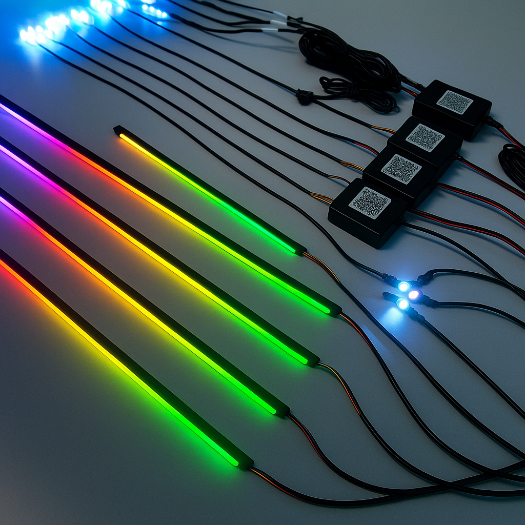 18 PCS Dynamic Ambient Lights | 18-in-1 LED Car Interior Lights with APP Control