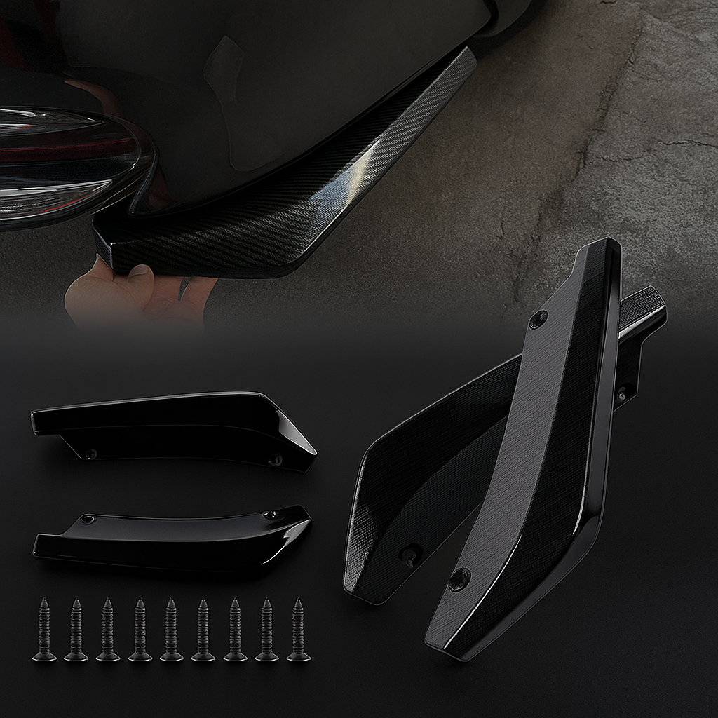 Premium Back Canards – 2pcs | Gloss Black & Carbon Style | High-Quality ABS Plastic